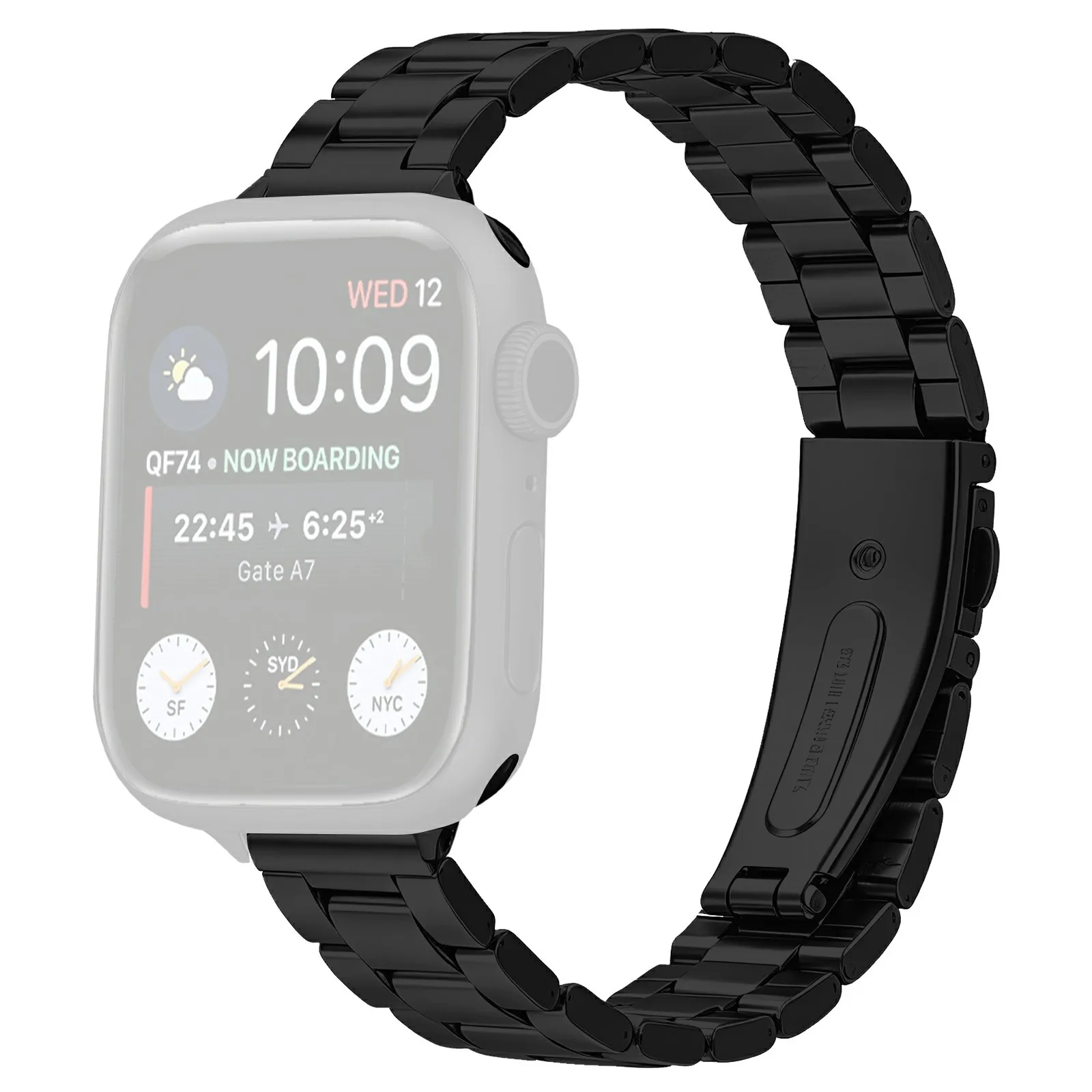 Watch Strap for Apple Watch Series 11 10 42mm / 9 8 7 41mm / SE3 SE2 SE 6 5 4 40mm / 3 2 1 38mm Stainless Steel Three-bead Band