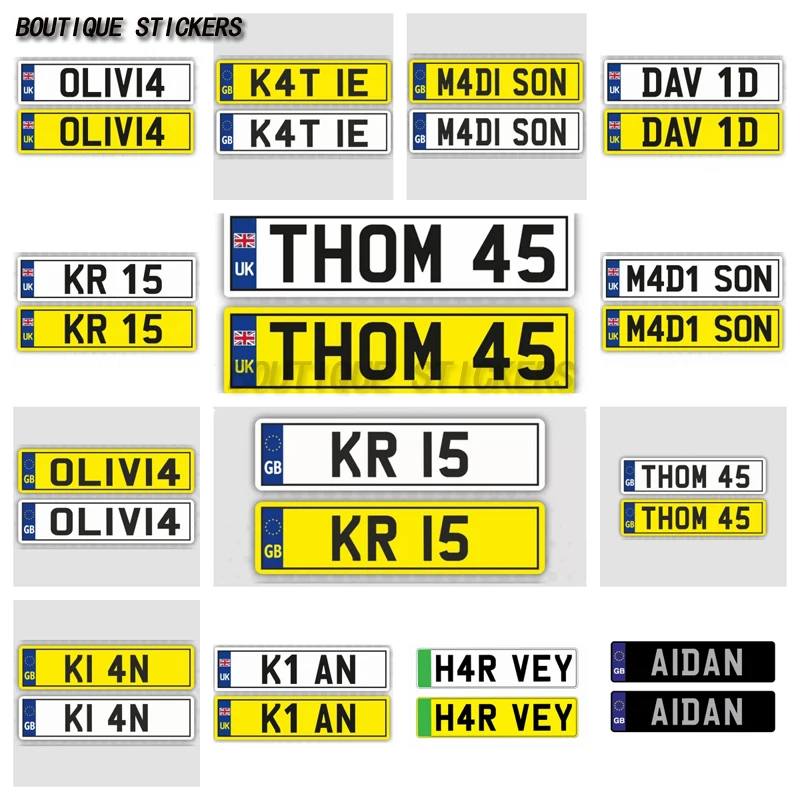 

2 x New UK Kids Personalised Number Plates Toy Ride On Self-Adhesive Sticker