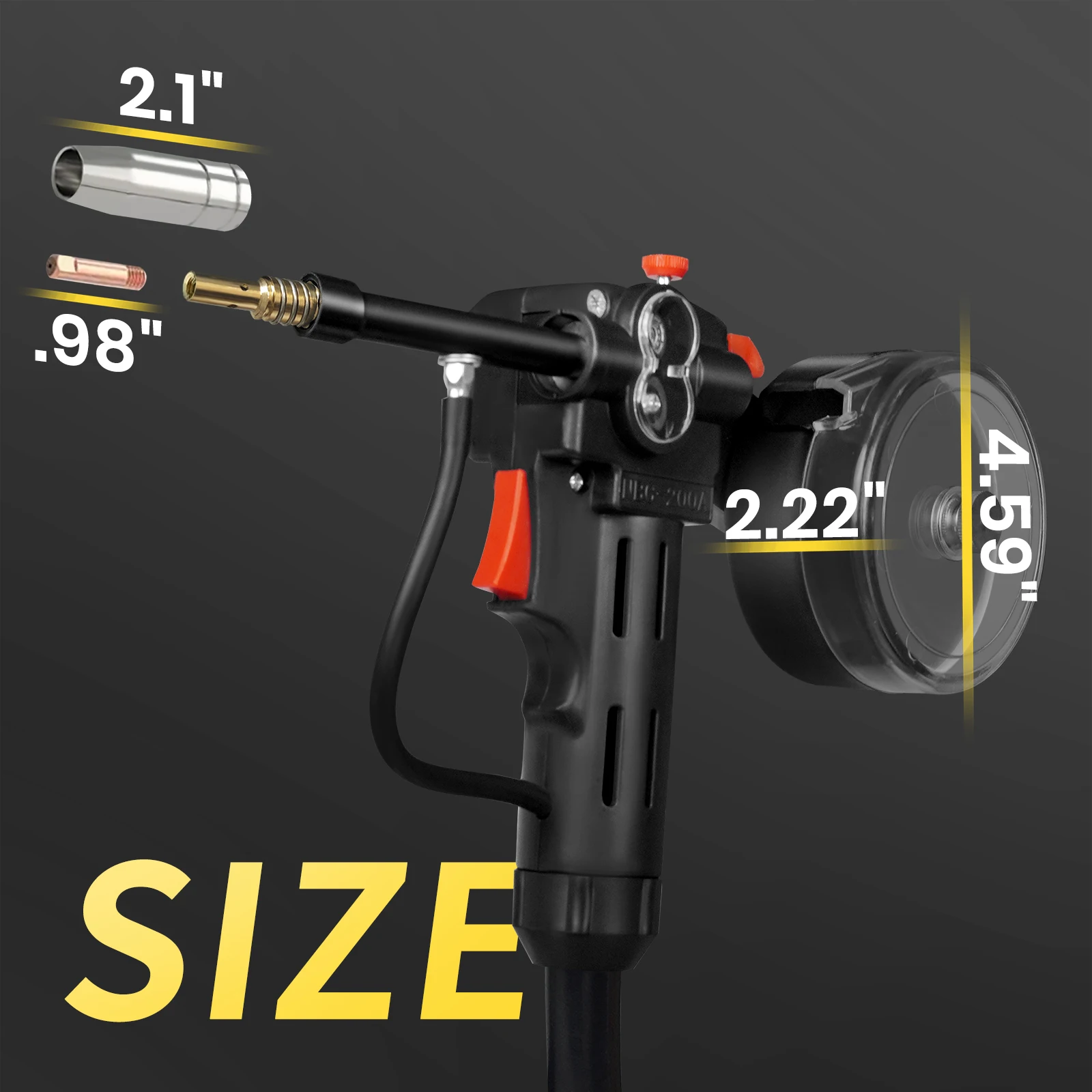 SSIMDER Spool Gun 16ft 200 Amp Aluminium Welding Spool Gun Mendukung 2 LBS Fluks Inti Kawat Euro Koneksi