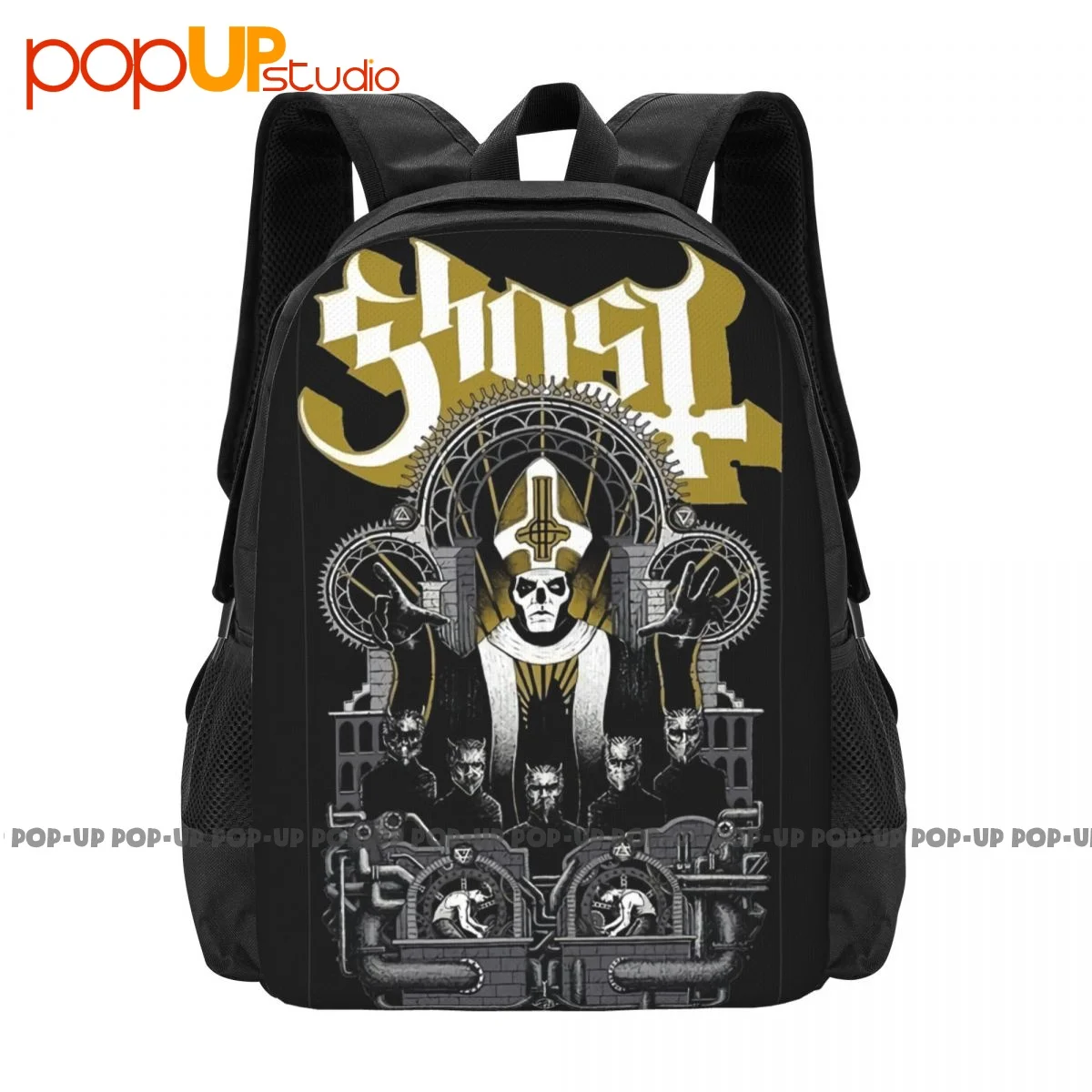 Fantasma BT Banda Metal Preto Pai Mochila, grande capacidade, Print Training Sports Bag, Outdoor Running Bag, 2016