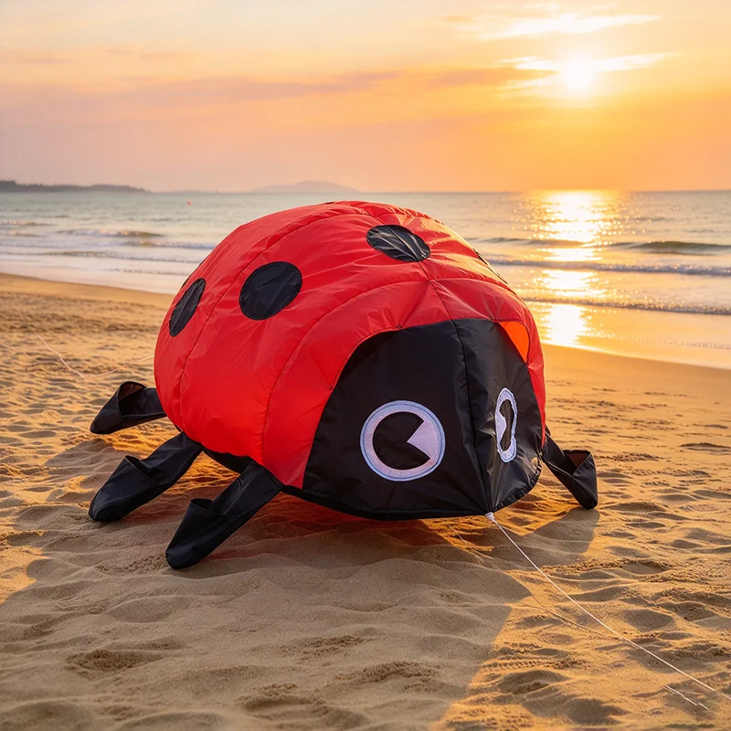 1m Ladybug Bouncing Ground Display Kite 40D Nylon Soft Inflatable Outdoor Decoration For Adults