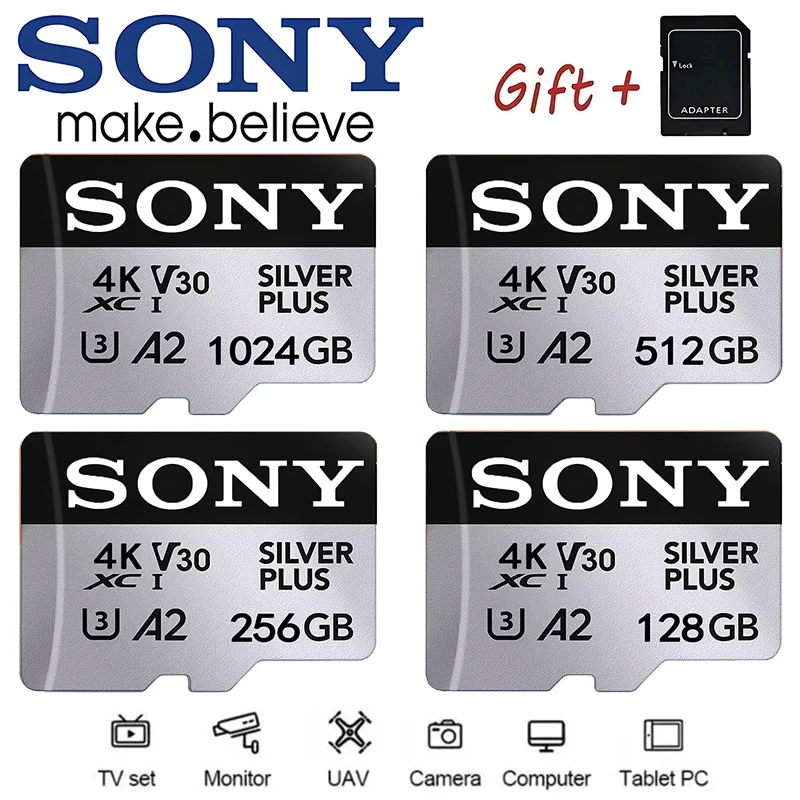 سوني 1 تيرا بايت مايكرو SD بطاقة الذاكرة بطاقة عالية السرعة بطاقة MicroSD صغيرة 1 تيرا بايت 512 جيجابايت 256 جيجابايت 128 جيجابايت SD TF بطاقات فلاش لشاومي كاميرا الكمبيوتر