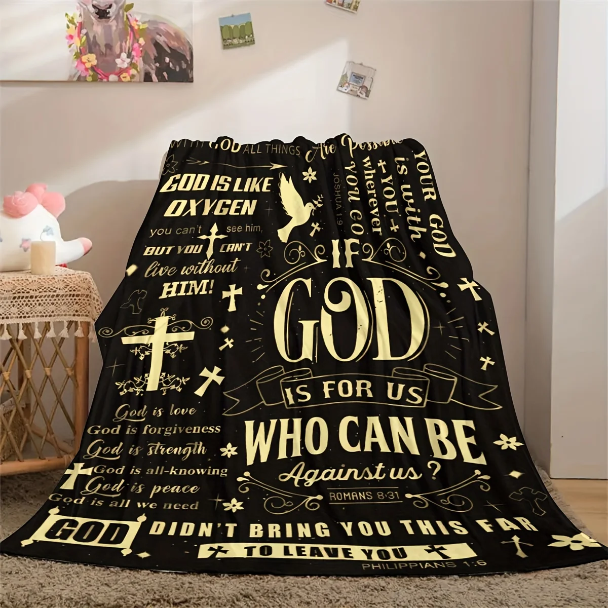 Inspirational Faith Blanket Gift for Men & Women Cozy Flannel Throw with Uplifting Religious Messages All Season Comfort