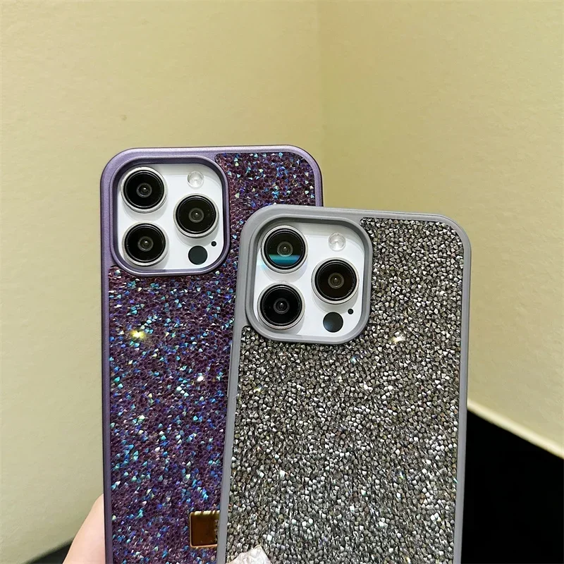 For iPhone 16 Plus 15 14 13 12 11 Pro Max Luxury Glitter Diamond Shiny Rhinestone Shockproof Anti-fall Protective Phone Case