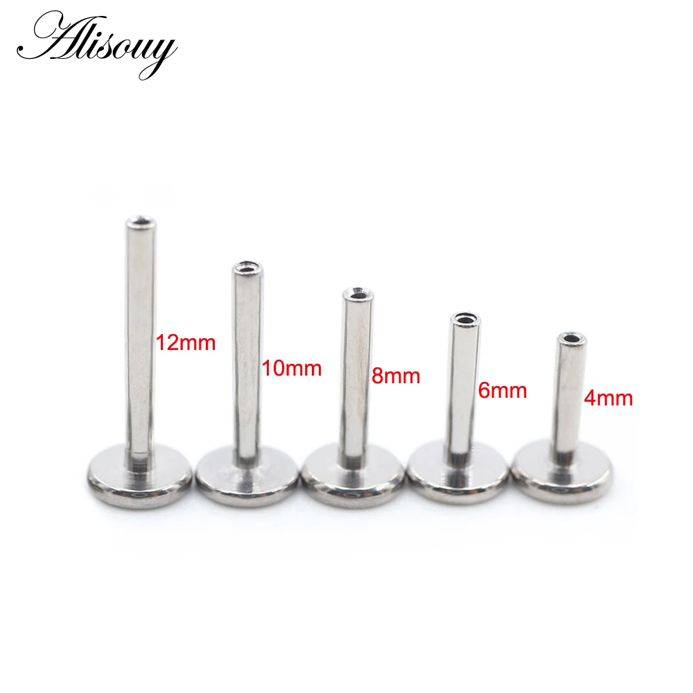 1pc Silver Color Labret Lip Ring Zircon Anodized Internally Threaded Prong Monroe 16G Tragus Helix Ear Piercing Earring women