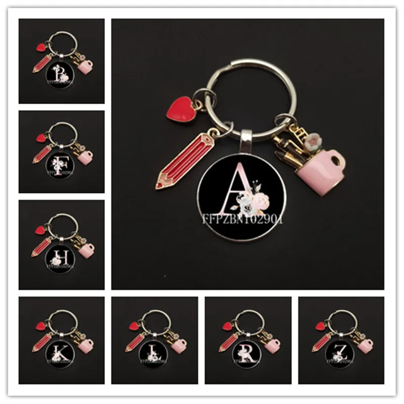 

Letter Keychain Love Keychain Party Gift Jewelry New Pendant Enamel Pencil Holder Pink AZ Initial Keyring