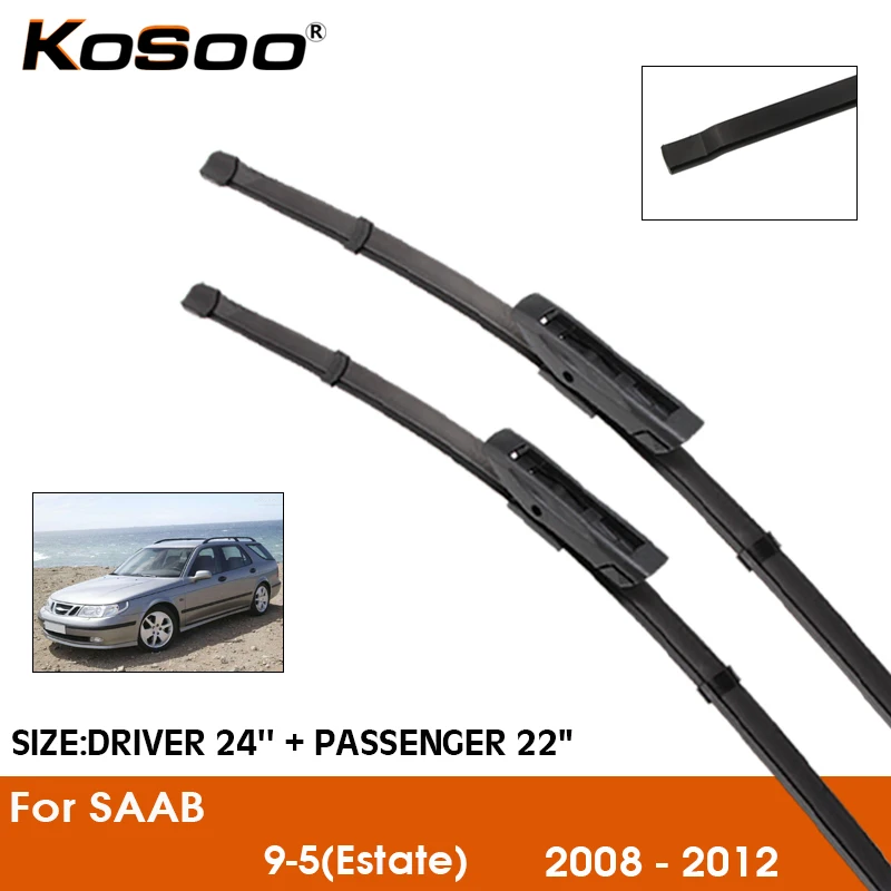 

Car Wiper For SAAB 9-5(Estate) 2008-2012 Windshield Rubber Silicon Refill Front Window Wiper 24"+22" LHD RHD Auto Accessorie