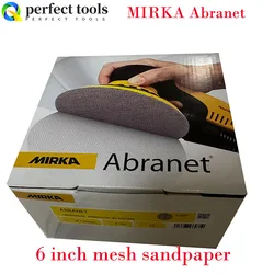 Mirka Abranet 6-Inch 180 Grit Mesh Abrasive Dust Free Sanding Discs,Box of 50 Discs, red Grid sandpaper