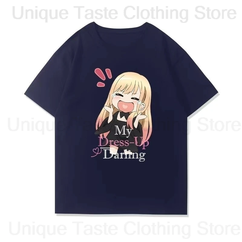 Anime Mein Dress Up Darling T Hemd Kitagawa Marin Cartoon Print T-shirt Männer Frauen Hohe Qualität Lose Baumwolle Kurzarm T Tops