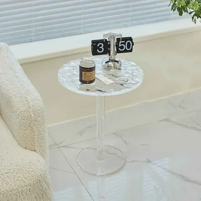 Transparent Acrylic Coffee Table,Creative Water Wave Pattern Tea Table,Living Room Sofa Side Table,Storage Desk,Nordic Furniture