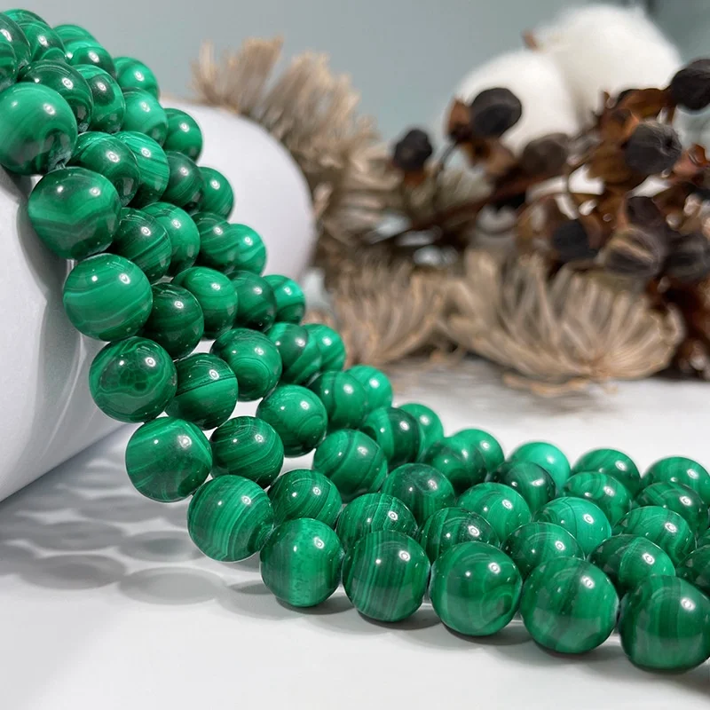 6/8/10mm Natural Malachite Loose Beads AA Round Beads Handstring Making DIY Accessories Wholesale Jewelry Beads