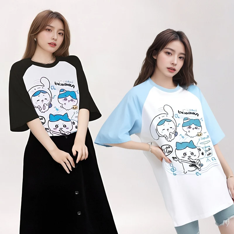 Ragazze T Camicette 2024 O Collo Giapponese Dolce Cartoon Donne Manica Corta Pulovers Camicia Casual di Base Estate Kawaii Allentato Top