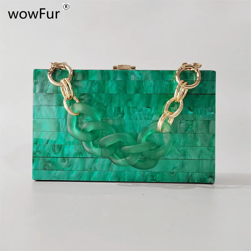 Pearl Green Striped Sing Female Acrylic Bags Women Mini China Box Clutches Evening Purse Wallet Flap Beach Handbags party travel