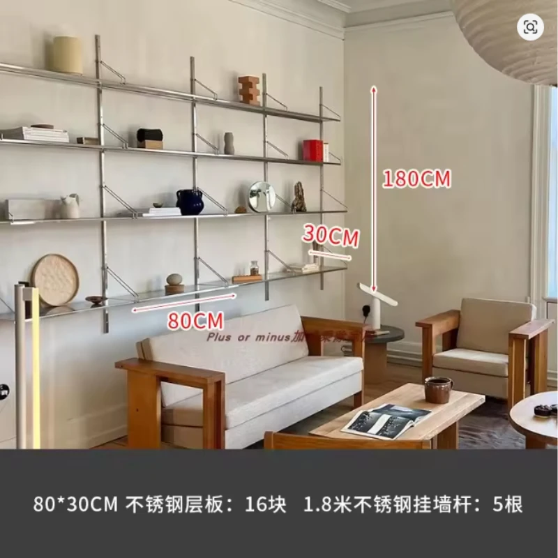 

Minimalist stainless steel shelves that can be hung on the wall, bookshelf system, wall, multi-layer display shelf