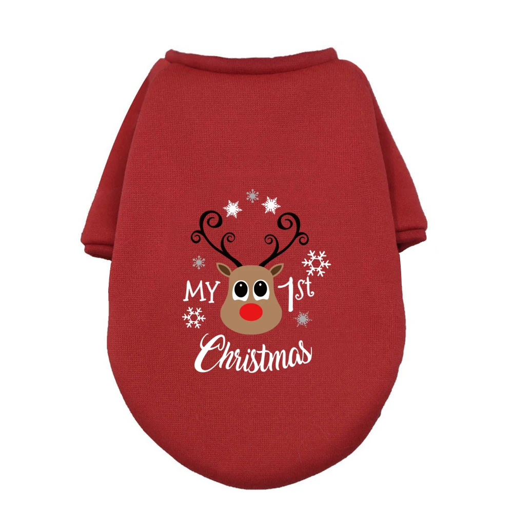 My First Christmas Print Pet Dog Clothes Winter Warm Dogs Hoodies Xmas French Bulldog for Puppy Ropa Perro Medium Dogs Clothing