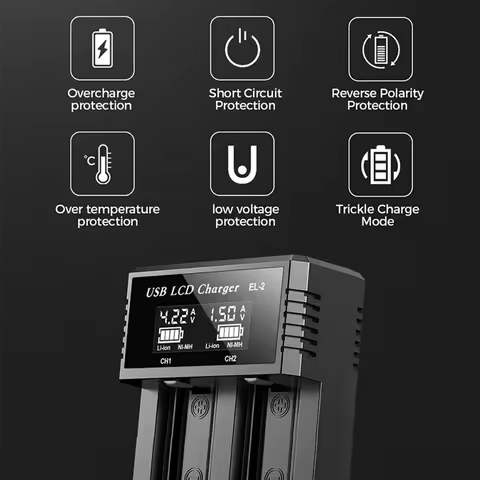 For 18650 3.7V Rechargeable Lithium Battery For 1.2V NI-MH AA / AAA Battery USB LCD Battery Smart Charger 1 / 2 Slots Dual