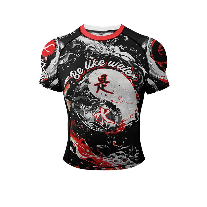 �No Taps Only Naps“ Jiu-Jitsu-Print-Rashguard, schnell trocknendes, atmungsaktives MMA-Trainings-Kompressionsshirt für Herren und Damen – Detail 9