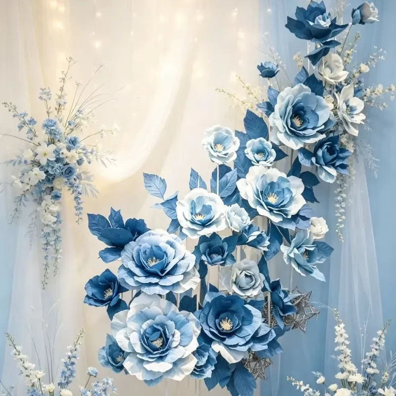 Artificial Paper Wall Flower Custom Size Colors Bloom Single Head for Premium Party Celebration Event Backdrop