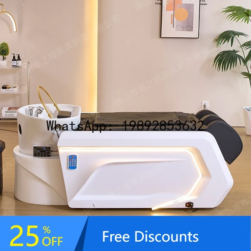 

YFY Electric Massage Shampoo Bed for Hair Salons, Fully Automatic Water Circulation Steaming Head Therapy Bed with Water Heater
