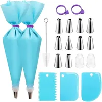 20/26/42PCS Bake Cake Decorating Kit Tools with Stainless Steel Tips Piping Bags and Tips Set Reusable Silicone Pastry Bags