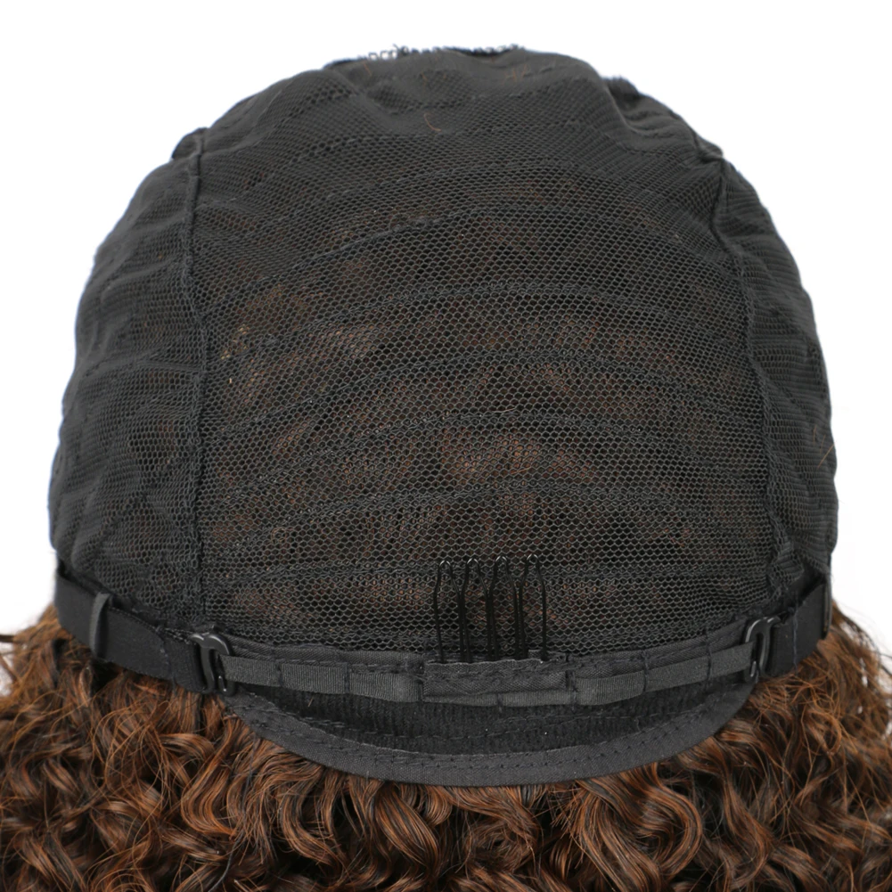 Jerry Curly Highlight Wig Synthetic Hair 16 Inch Honey Blonde U Lace Front Deep Wave Brazilian Brown Blonde Ombre Wig For Women