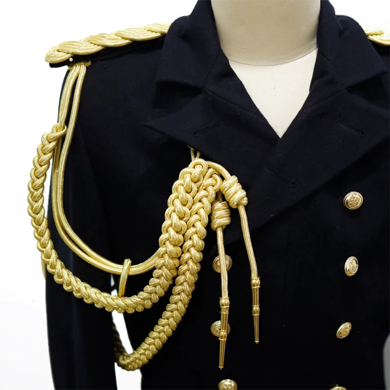 Golden Bullion Aiguillette Shoulder Cord  Epaulette For Uniform Ceremony Wedding Dress Groom Costume Performance Epaulets