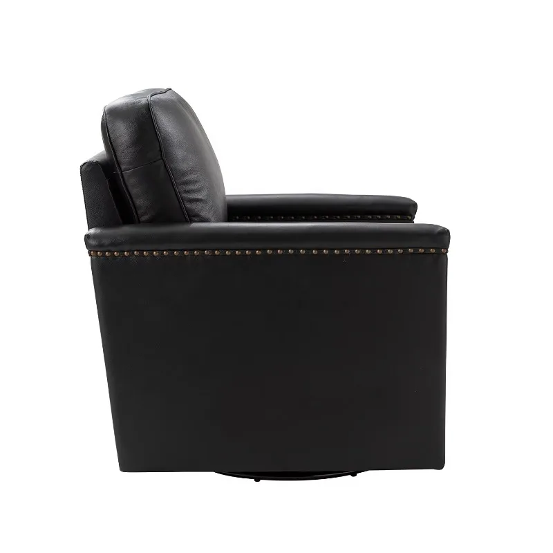 Living room luxury design leather rotating lounge chair with ottoman