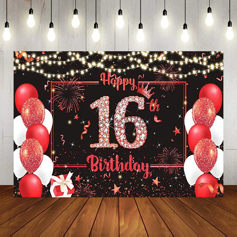 Dulce feliz 16 cumpleaños fiesta fotografía telón de fondo decoraciones niñas verde azulado plata Banner fondo cartel decoración princesa