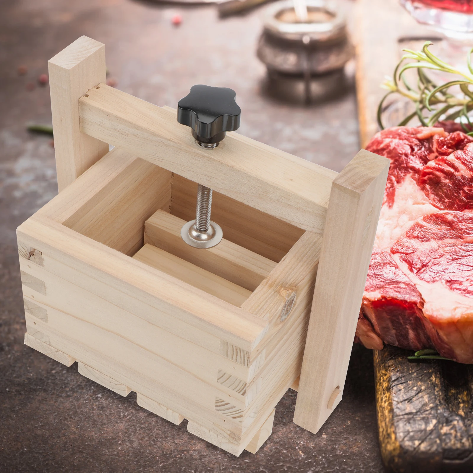 

Pressed Pork Mold Kitchen Gadget Manual Meat Presser Nonstick DIY Tool Steak Maker Tofu Cheese Wood Press Meat Mold Lightweight