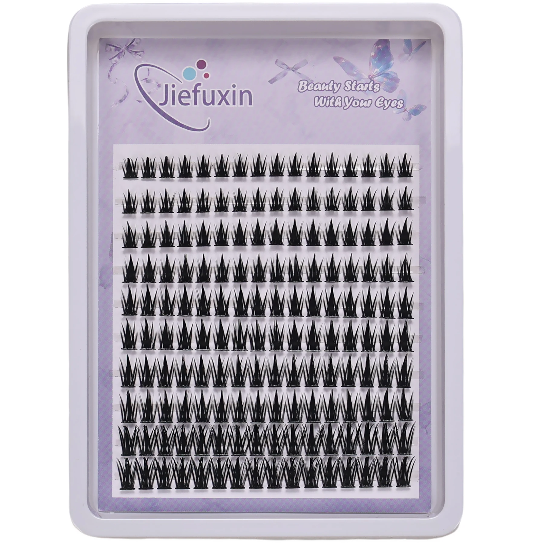 160 Uds pestañas postizas con forma de oreja de trigo tallo fino, extensión de pestañas DIY, grupos segmentados gruesos injerto herramienta de maquillaje de pestañas DIY