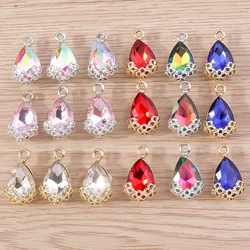 10pcs Delicate Crystal Water Drop Charms for Jewelry Making Women Fashion Drop Earrings Pendants Necklaces DIY Bracelets Gifts
