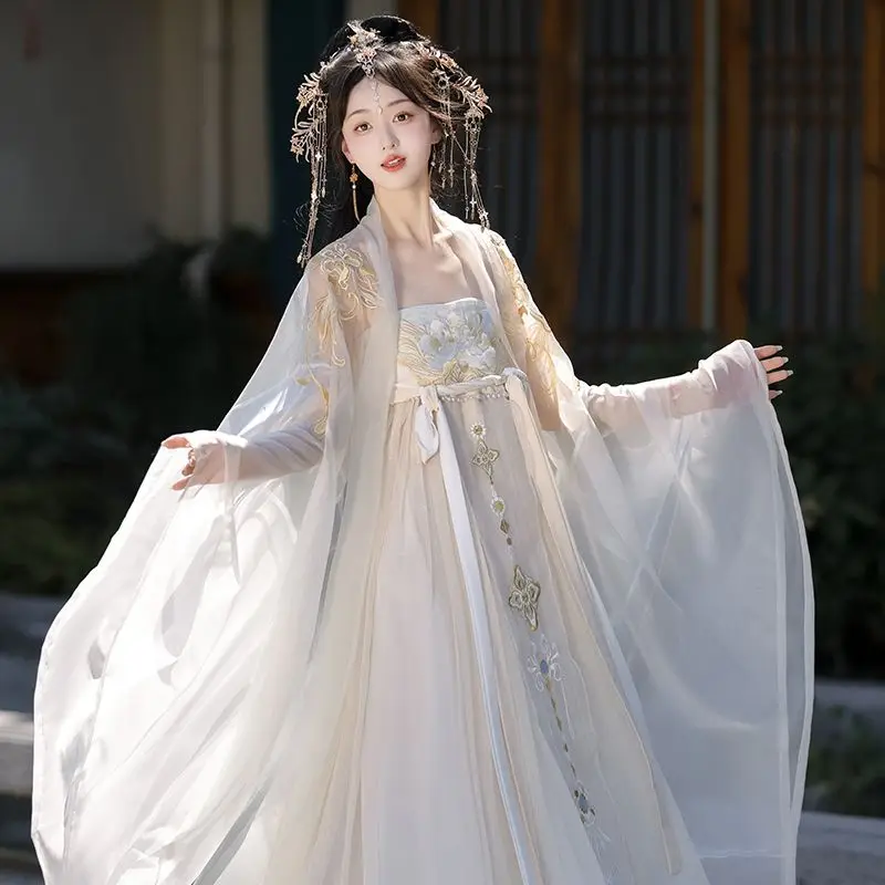 Hanfu azul Vintage para mujer, vestido de baile de escenario tradicional chino, conjunto de disfraz de Hada de princesa elegante, trajes femeninos