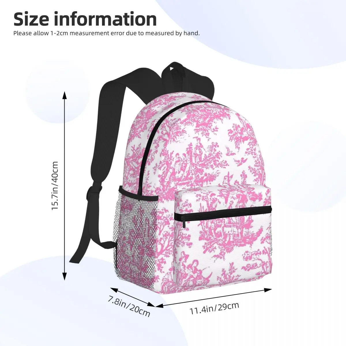 Nomades Artsy Vintage Toile De Jouy Student Backpack School Bag Hiking Travel Daypack for Men Women Bookbag Shoulder Bags