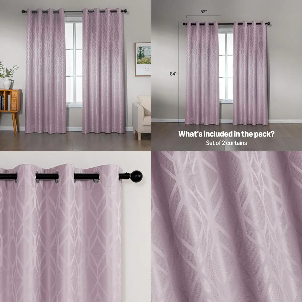 

Amazon Basics 100% комплект затемняющих штор, жаккардовый дизайн, термоизоляция, 52x84 дюймов для гостиной и спальни