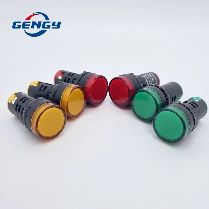 10pcs 22mm AD16-22 AD16-22D/S Panel Mount LED Power Indicator Pilot Signal Light Lamp 12V 24V 110V 220V 380V Red Green Yellow