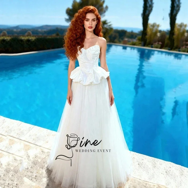 TL Romantic 2 pieces Wedding Dresses Korea Women Sweetheart Tulle Floor Length Bridal Gowns Customized Vestidos de noiva 2026