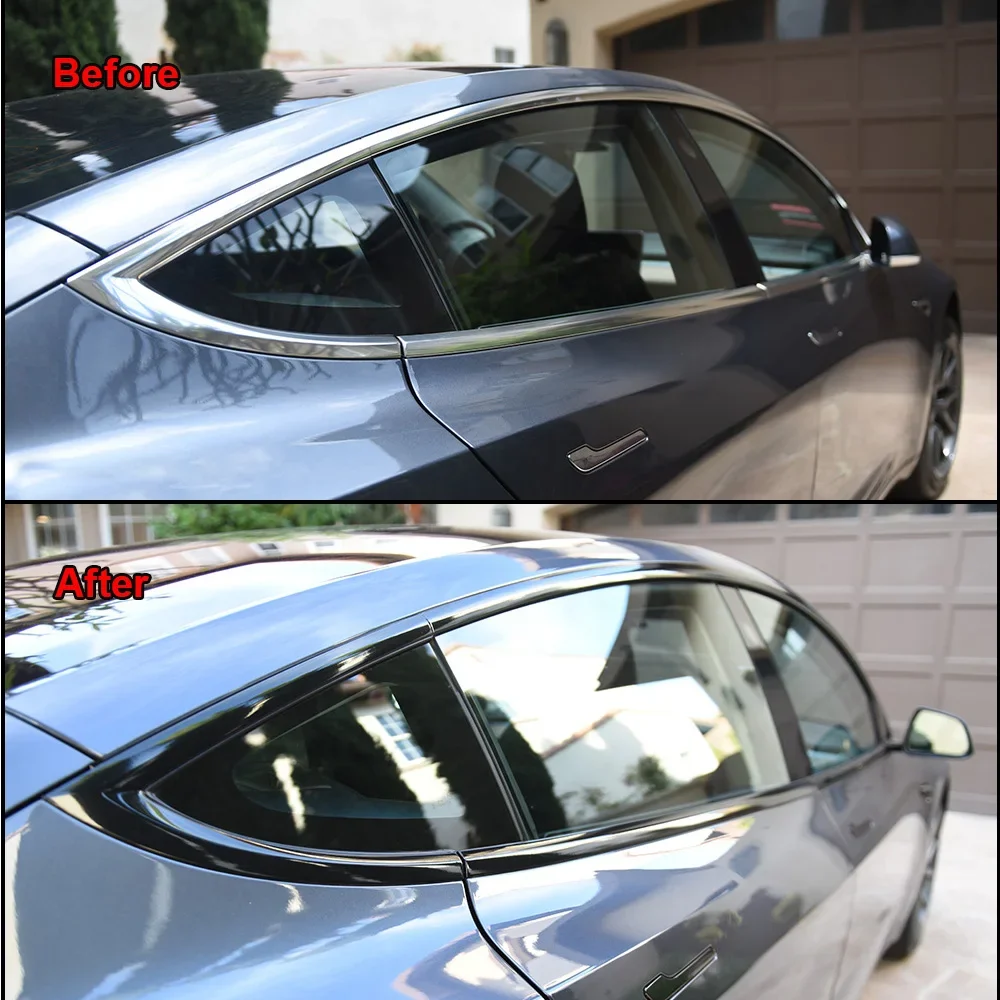 Glossy Black Vinyl Wrap Stripes 3/5/7/10CM Chrome Delete Blackout Window Trim Film for Car Interior Hood Roof Pillar