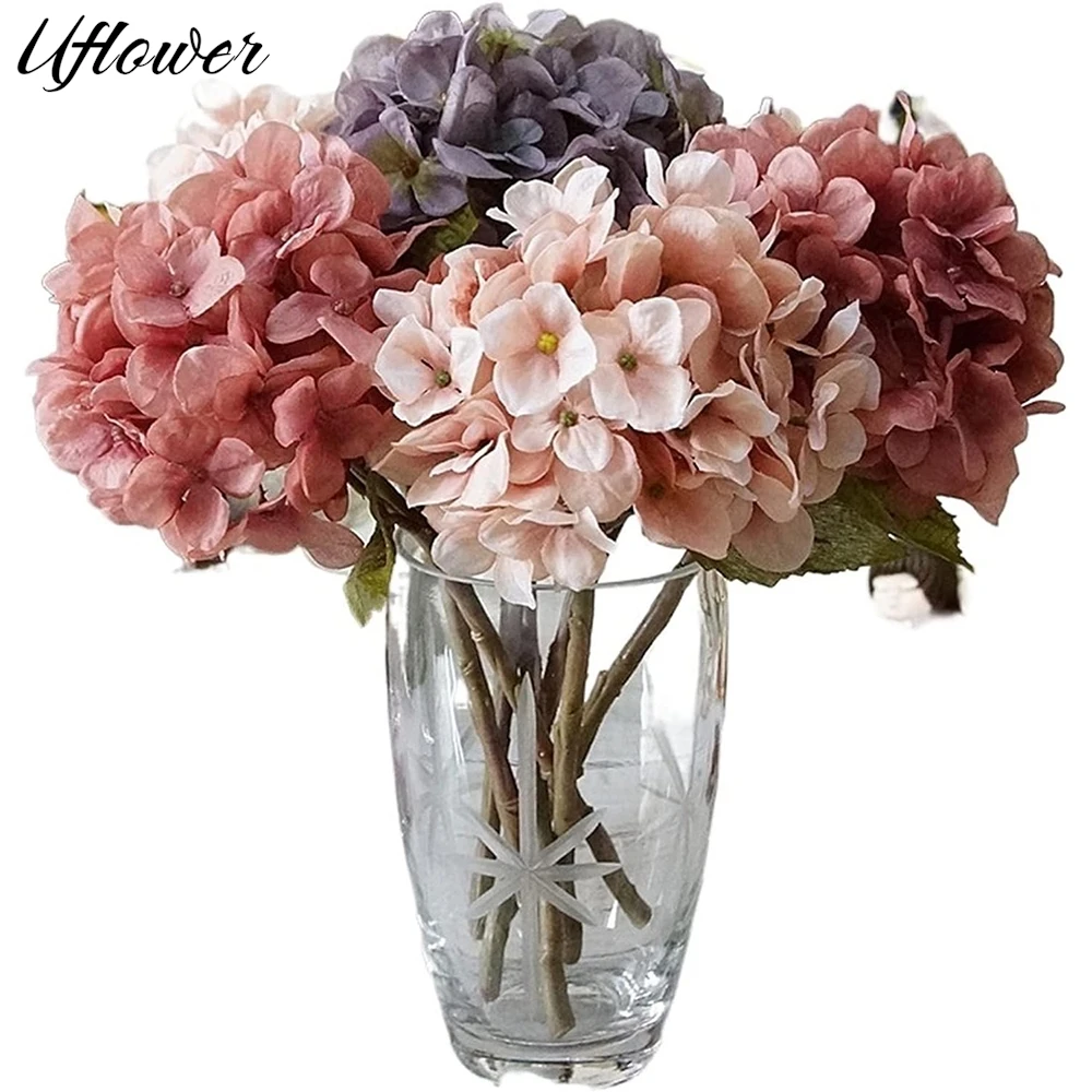 European Retro Fall British Hydrangea Artificial Small Branch Silk Flower DIY Wedding Scrapbook Flores Artificiales House Decor