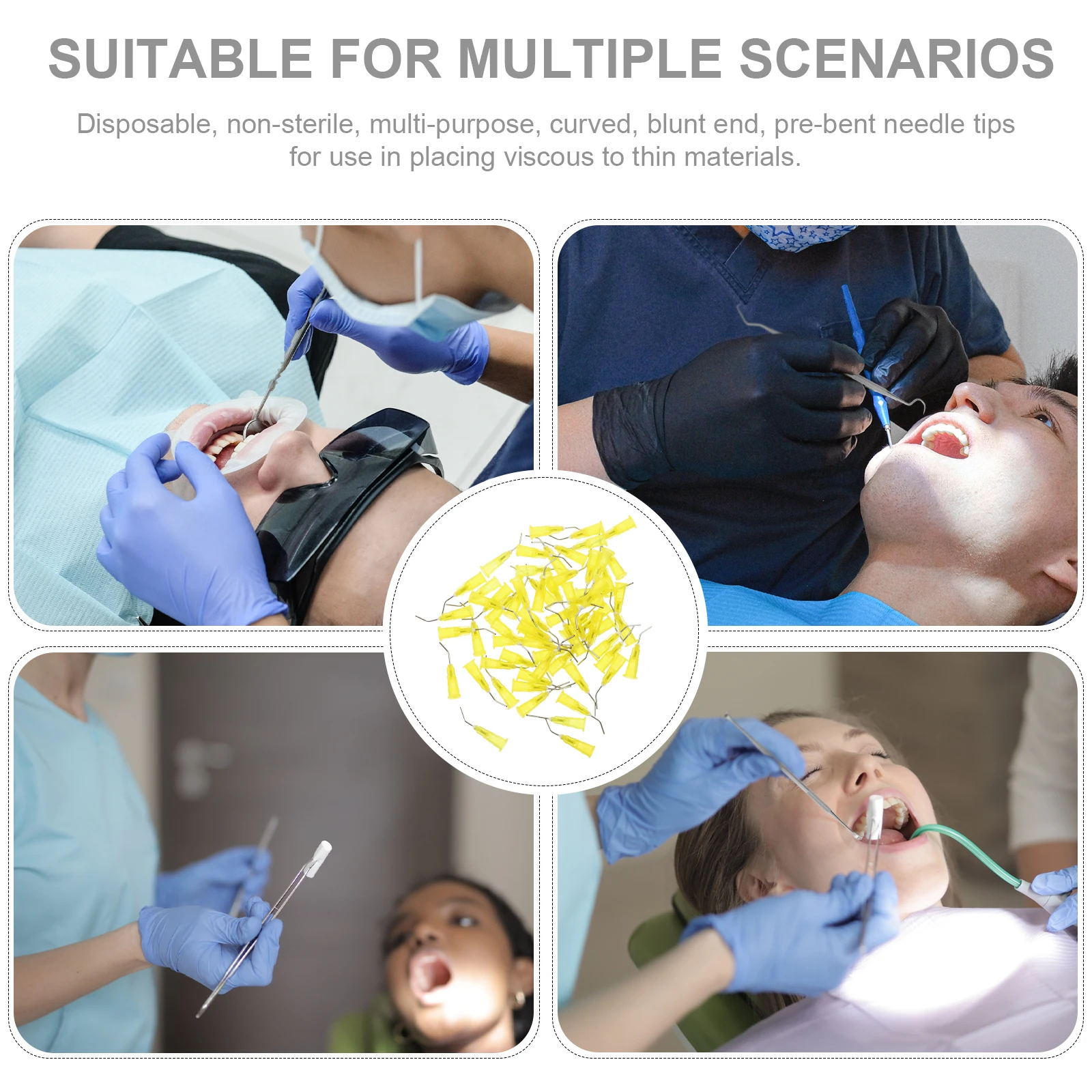 

100pcs Dental Needle Tips 20G 0.9Mm Yellow Bent Tip Disposable Lightweight Portable For Oral Surgery Teeth Washing