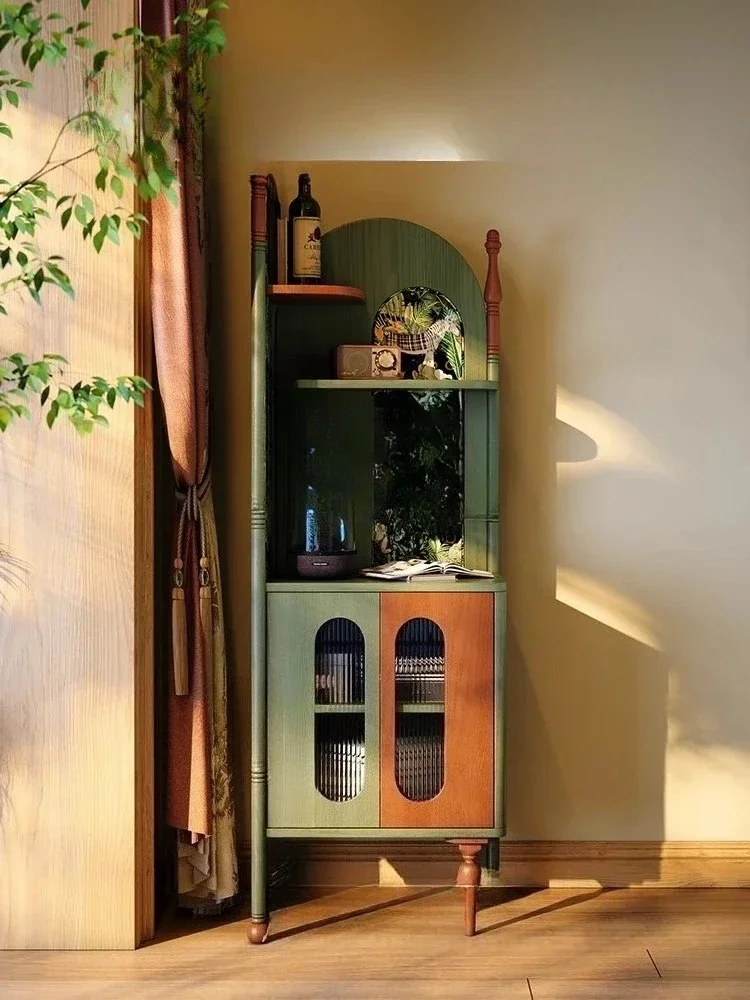 Y1 Cabinet French Retro Style Living Room Solid Wood Corner Cabinet Corner Locker French Medieval Triangle Cabinet Bookshelf
