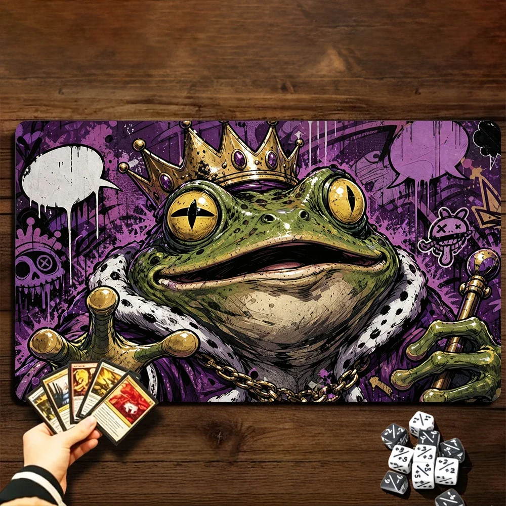 Graffiti-style fat frog tycoon TCG Playmat Magic Playmat Gathering Gaming Mat Stitched Edge Anti-slip base Trading Card Game