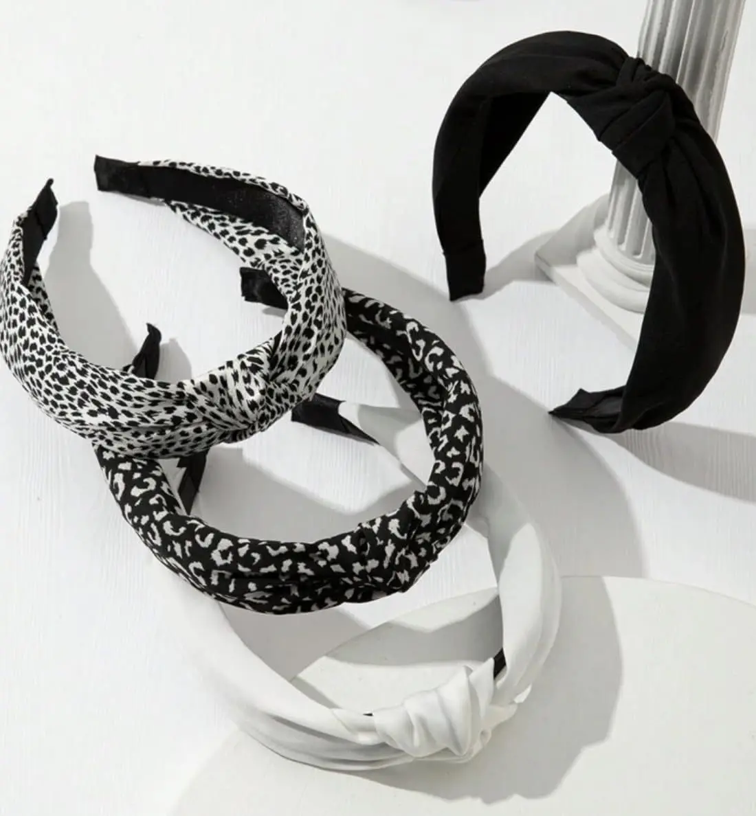 1PC Retro Haarbänder Damen Neue Kreuz Grenze Breite Kante Stirnband Aus Leopard Schwarz Abteilung Knoten Crimp Haarbänder – Detail 2