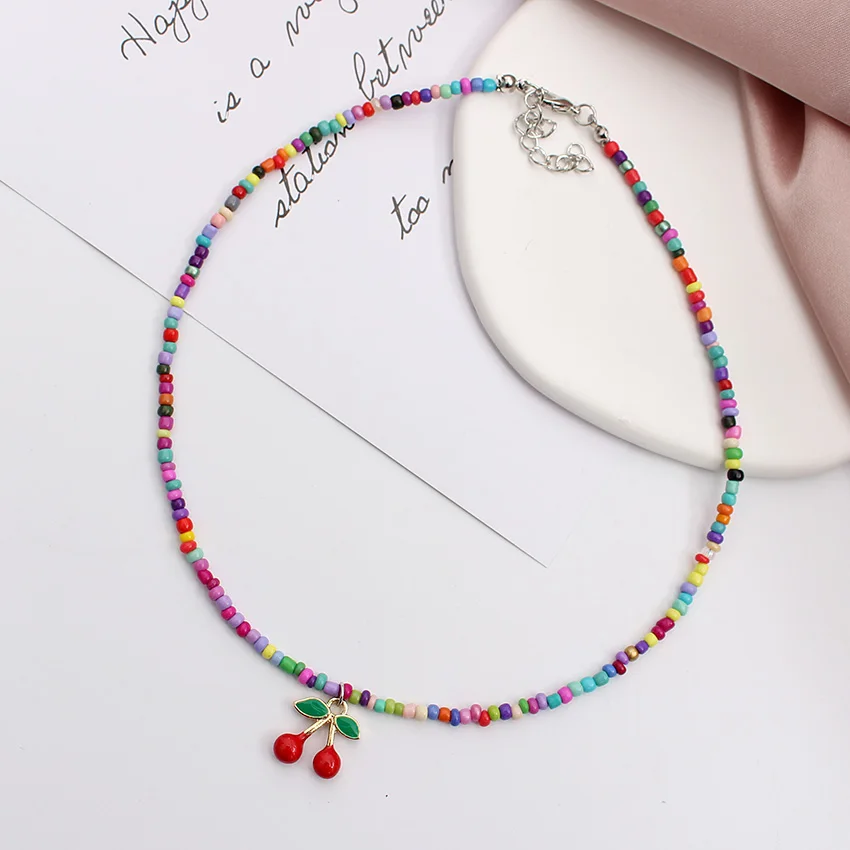 Heart Beads Choker Neck 2022 Korean Fashion Evil Eye Short Chain Collar Handmade Female Pendant Necklace Women Boho Jewelry Gift