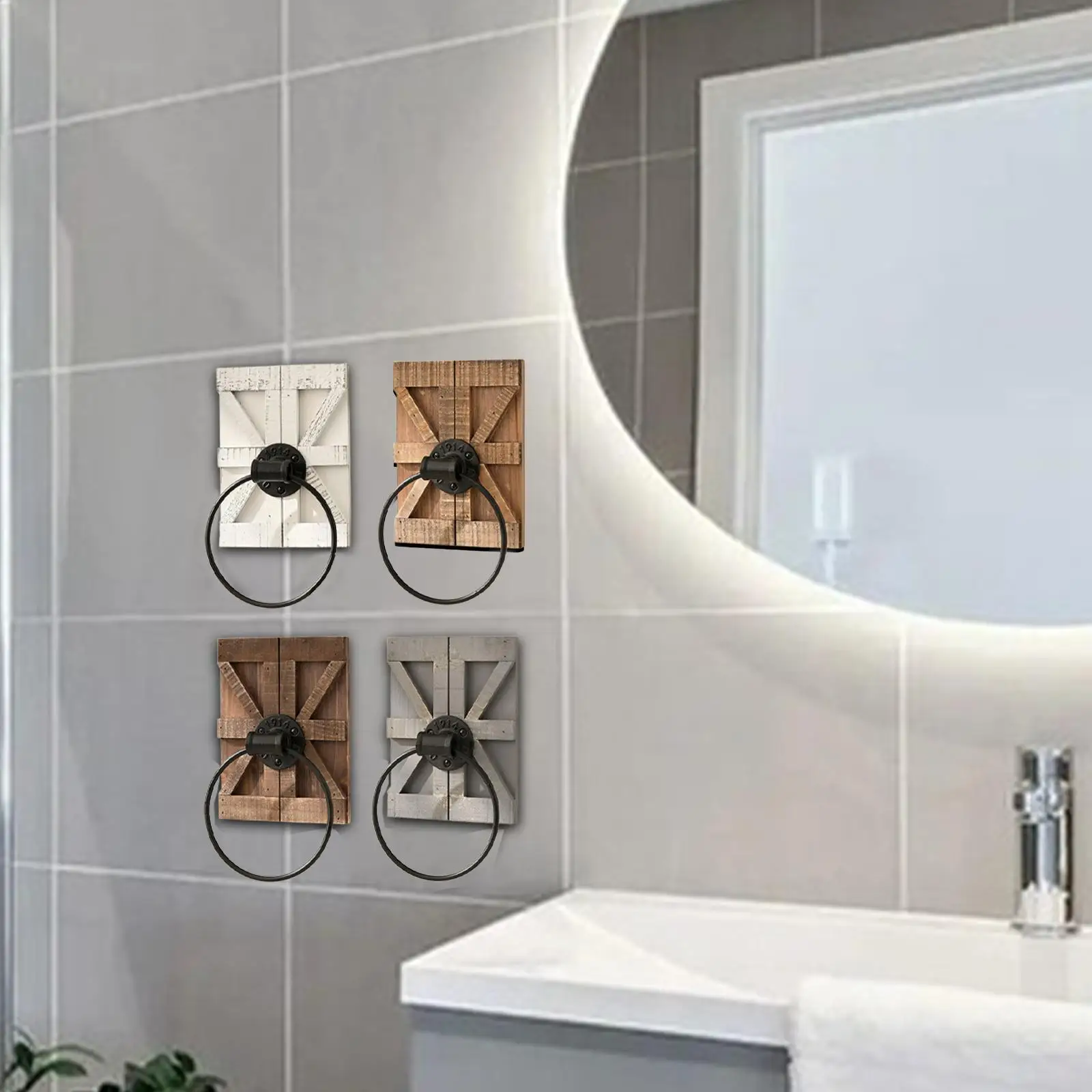 

Wall Towel Ring Retro Decorative Towel Rack for Entrance Bathroom Home Decor