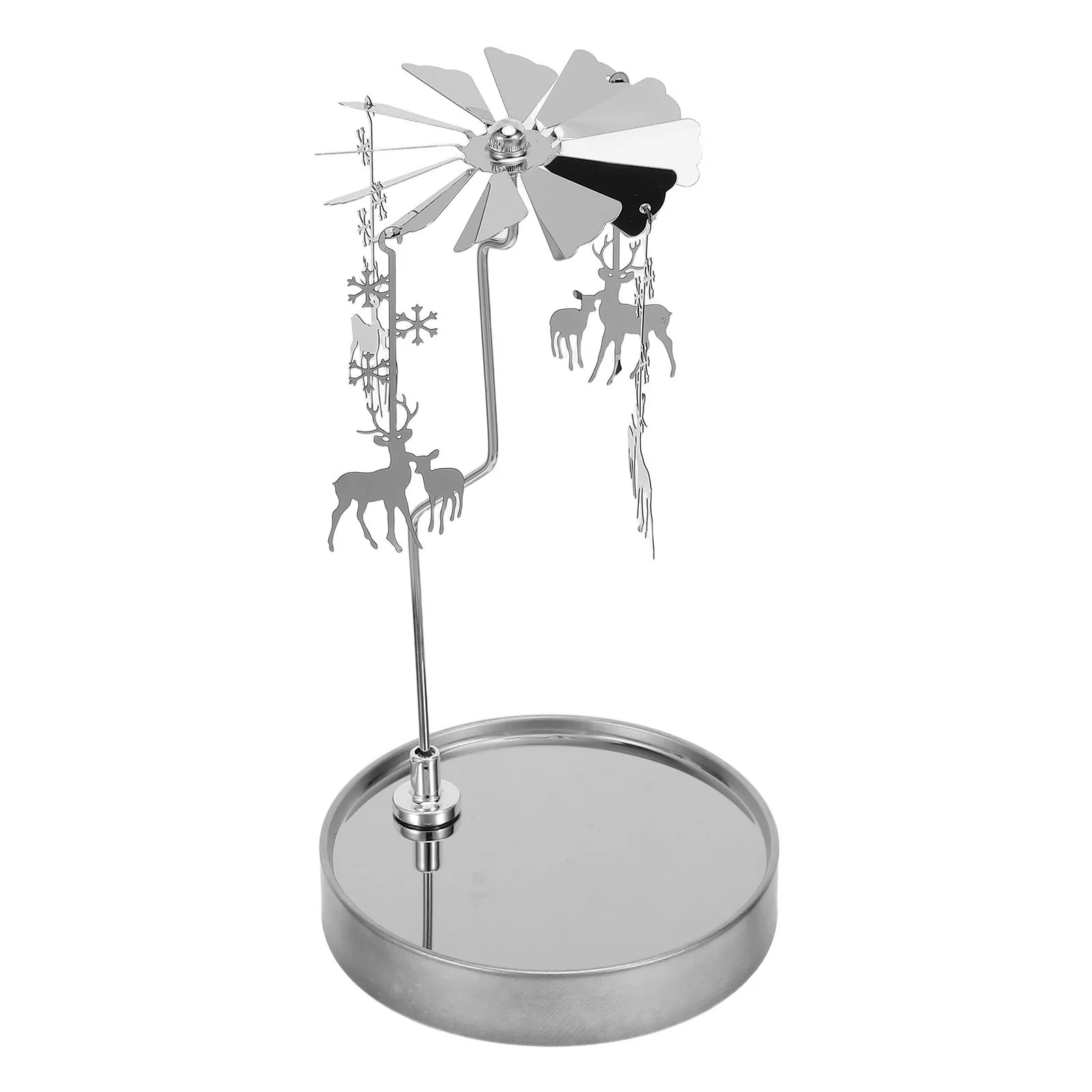 

Stainless Steel Tray Holder Rotary Tealight Spinner For Christmas Table Centerpiece Holiday Home Decor Windmill
