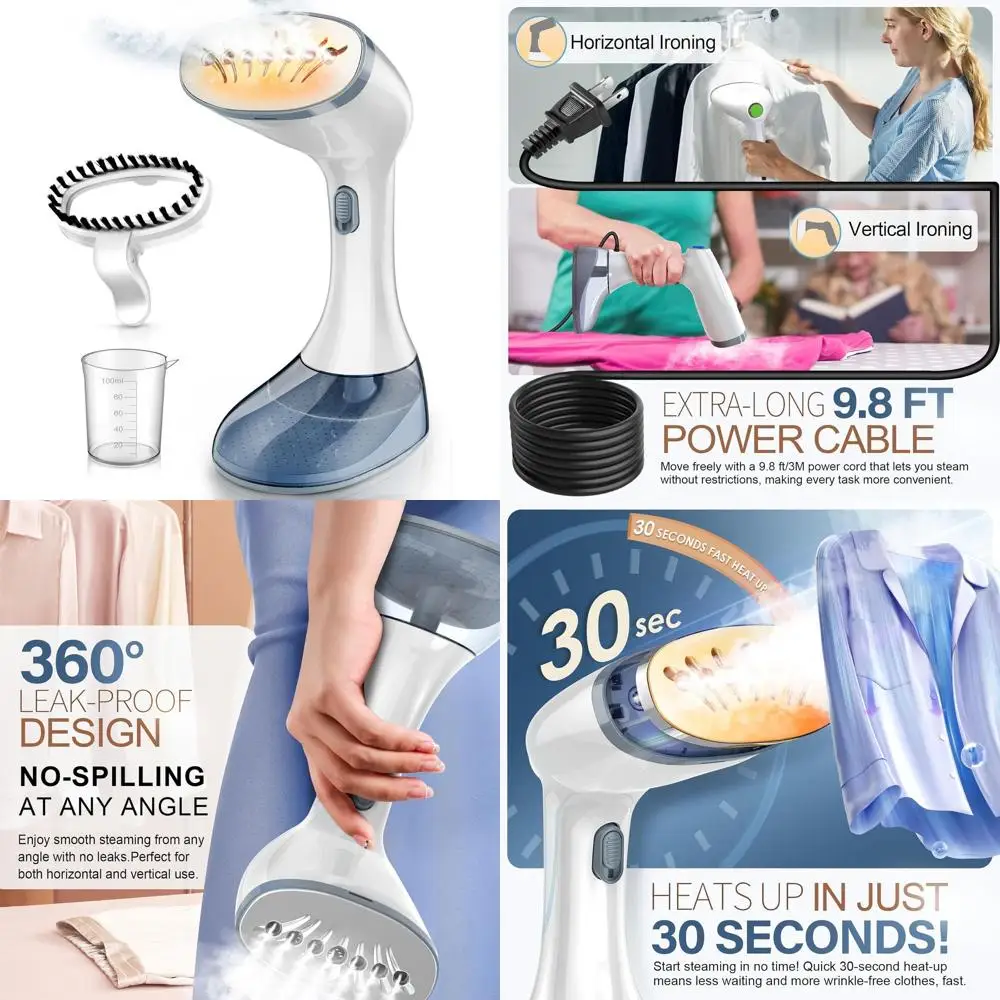 

Ручной отпариватель для одежды 1800 Вт с 3 режимами, резервуаром 380 мл, шнуром 9,8 футов, портативный, для всех видов тканей