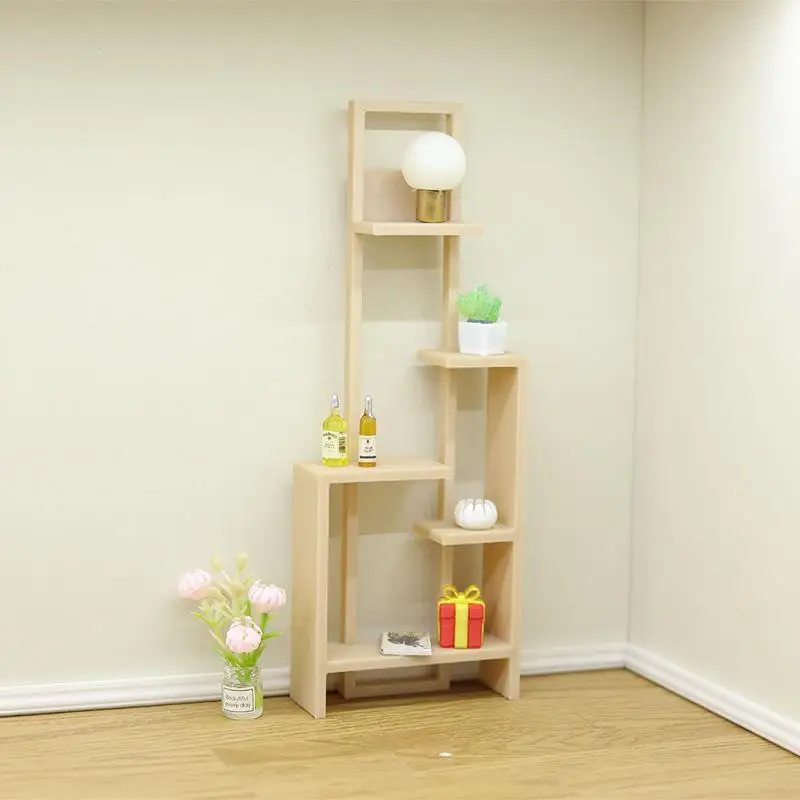 Encantadora estante vacío en miniatura para casa de muñecas, mini soporte de exhibición de estilo chino 1:12 con estante de almacenamiento, 1 unidad