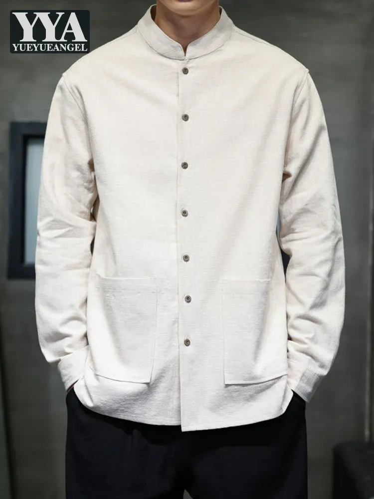 

Spring Summer Hot Sale Men Fashion Solid Color Long Sleeved Shirts Single Breasted Loose Fit Shirt Business Casual Male Tops 5XL