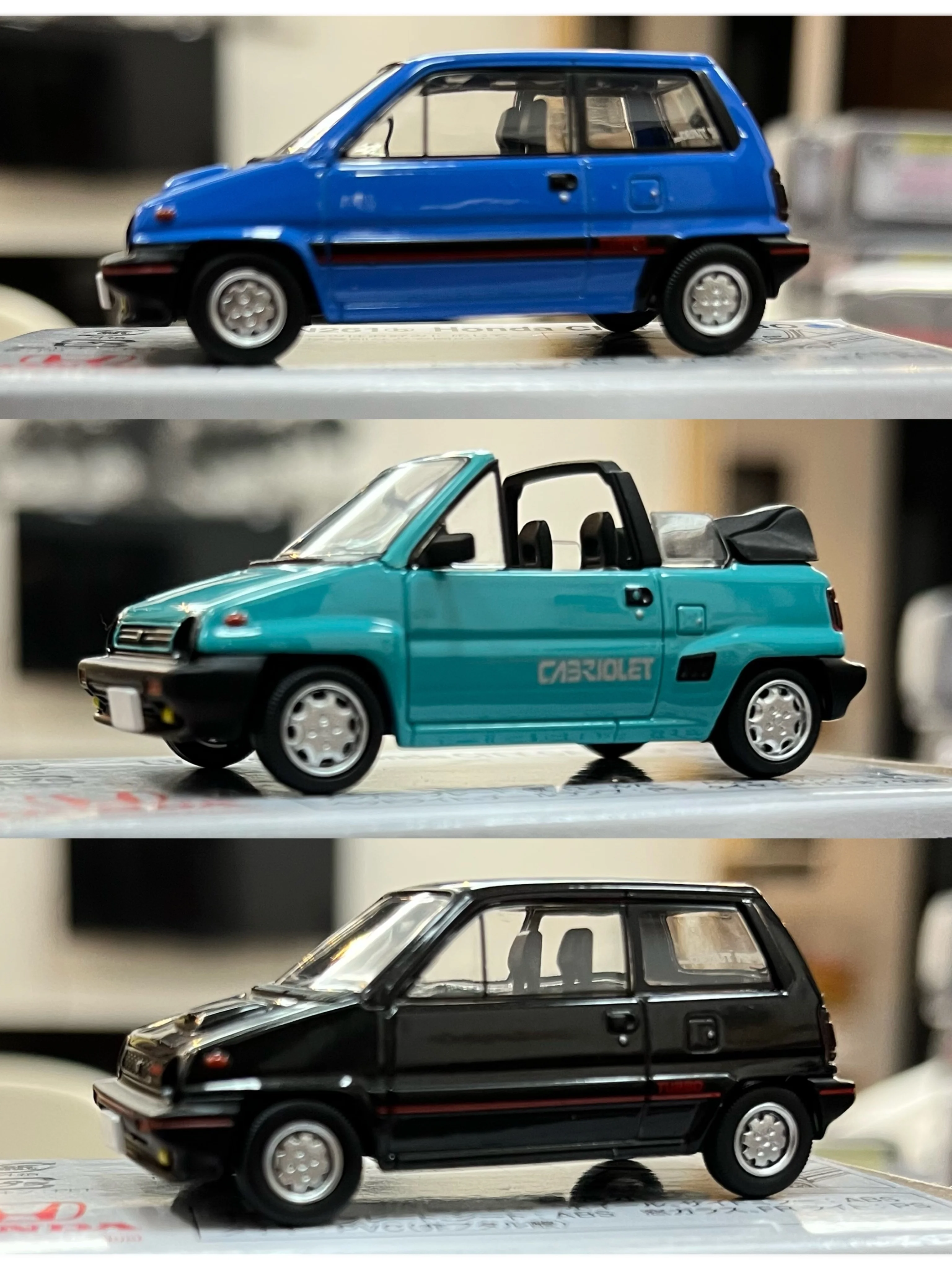 Tomica 1/64 TLV LV-262a 261a N261b Honda City Blue Black convertible alloy model