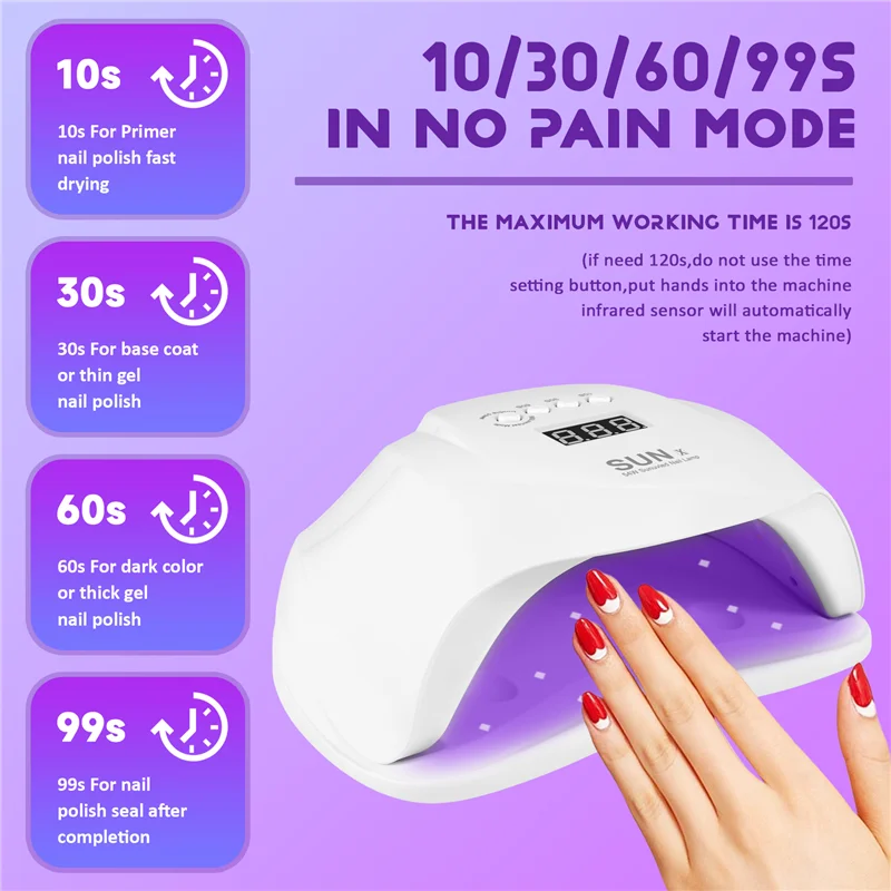 

A07F-Sun X 54 W Nail Gel Dryer Machine Uv Led Lamp For Nail Dryer Professional White Light Polish Machine Fast Dryer Nail Art To